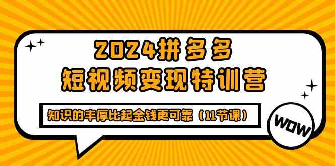 （9817期）2024拼多多短视频变现特训营，知识的丰厚比起金钱更可靠（11节课财神社_创业网_资源网_网赚教程_创业项目_活动线报_技术资源财神社