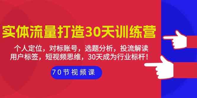 实体-流量打造-30天训练营：个人定位，对标账号，选题分析，投流解读