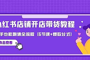 新小红书店铺开店带货教程，新手也能跑通全流程（6节课+爆款公式）财神社_创业网_资源网_网赚教程_创业项目_活动线报_技术资源财神社