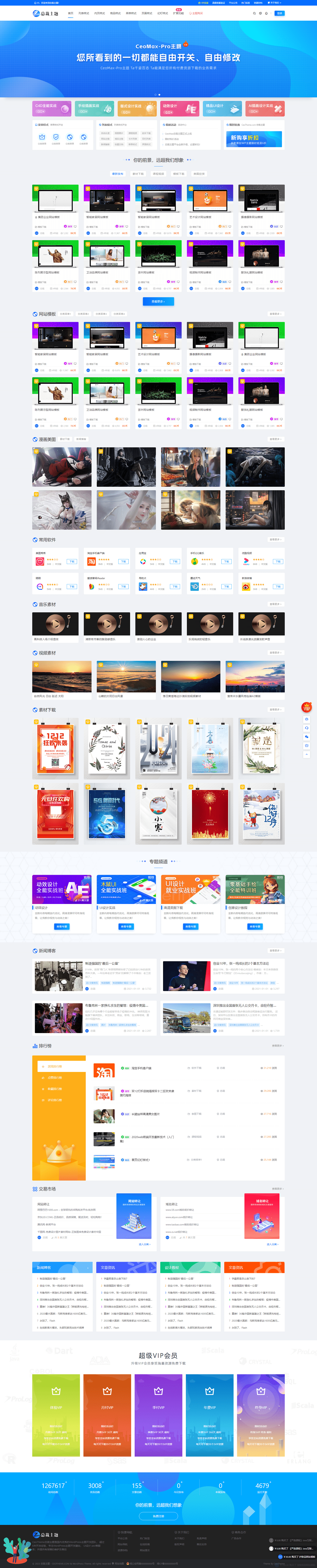 WordPress 资源展示型下载类主题 CeoMax-Pro_v7.6 开心版财神社_创业网_资源网_网赚教程_创业项目_活动线报_技术资源财神社