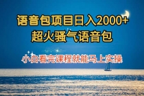 语音包项目 日入2000+ 超火骚气语音包小白看完课程就能马上实操财神社_创业网_资源网_网赚教程_创业项目_活动线报_技术资源财神社