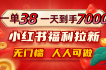 一单38，一天到手7000+，小红书福利拉新，0门槛人人可做财神社_创业网_资源网_网赚教程_创业项目_活动线报_技术资源财神社