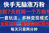 快手无脑涨万粉，3到7天时间一个万粉号，全程一部手机轻松操作，每天只…财神社_创业网_资源网_网赚教程_创业项目_活动线报_技术资源财神社