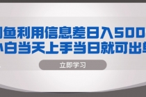 闲鱼利用信息差 日入500+  小白当天上手 当日就可出单财神社_创业网_资源网_网赚教程_创业项目_活动线报_技术资源财神社