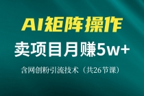 网创IP打造课，借助AI卖项目月赚5万+，含引流技术（共26节课）财神社_创业网_资源网_网赚教程_创业项目_活动线报_技术资源财神社