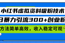 小红书虚拟资料吸粉技术，日暴力引流300+创业粉，方法简单高效，收入稳…财神社_创业网_资源网_网赚教程_创业项目_活动线报_技术资源财神社