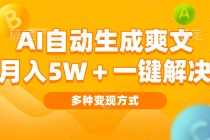 AI自动生成爽文 月入5w+一键解决 多种变现方式 看完就会财神社_创业网_资源网_网赚教程_创业项目_活动线报_技术资源财神社