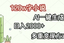 120w字小说，AI一键生成，日入2000+，多重变现方式财神社_创业网_资源网_网赚教程_创业项目_活动线报_技术资源财神社