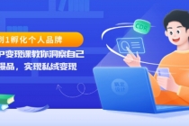 从0到1孵化个人品牌，知识IP变现课教你洞察自己，打造爆品，实现私域变现财神社_创业网_资源网_网赚教程_创业项目_活动线报_技术资源财神社